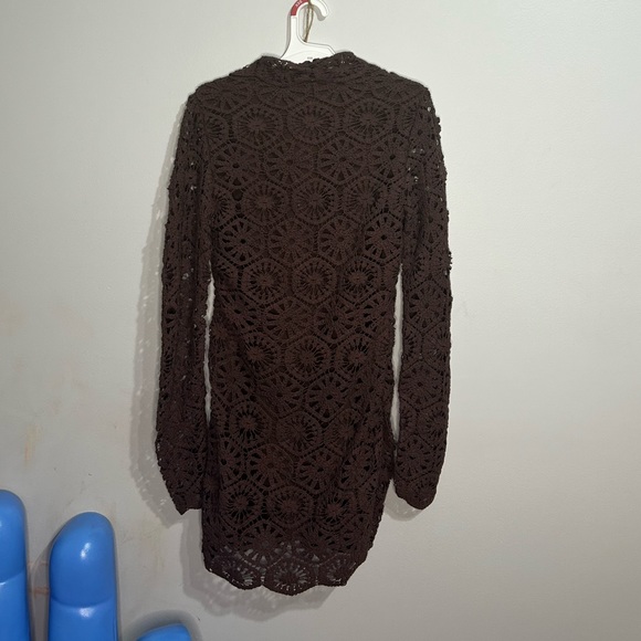 Brown Crochet Collared Dress - Picture 6 of 8